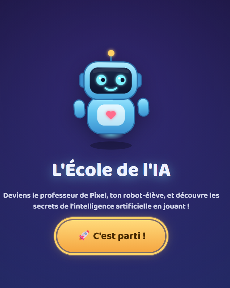 L'École de l'IA — Pixel le robot-élève