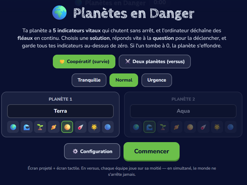 Menu de démarrage